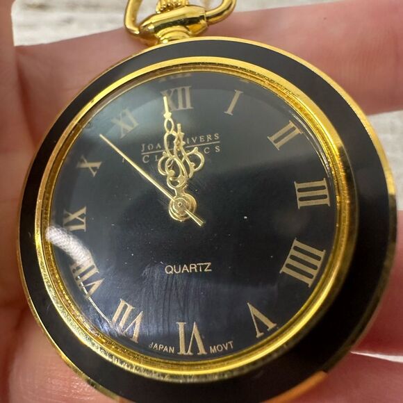Vintage Joan Rivers Classics Gold Tone Watch Clock Pendant Necklace - Picture 3 of 7